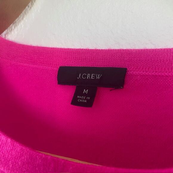 J. Crew Merino Wool Hot Pink Pullover Sweater Long Sleeve Soft Women's Medium - Picture 4 of 8